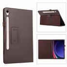 For Samsung Galaxy Tab S9 Litchi Texture Leather Tablet Case with Holder(Brown) - 1