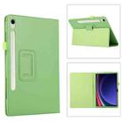 For Samsung Galaxy Tab S9 Litchi Texture Leather Tablet Case with Holder(Green) - 1