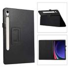 For Samsung Galaxy Tab S9 Ultra Litchi Texture Leather Tablet Case with Holder(Black) - 1