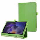 For Samsung Galaxy Tab A9+ Litchi Texture Leather Tablet Case with Holder(Green) - 1