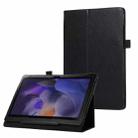 For Samsung Galaxy Tab A9 Litchi Texture Leather Tablet Case with Holder(Black) - 1