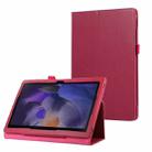 For Samsung Galaxy Tab A9 Litchi Texture Leather Tablet Case with Holder(Rose Red) - 1