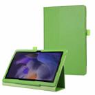 For Samsung Galaxy Tab A9 Litchi Texture Leather Tablet Case with Holder(Green) - 1