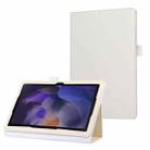 For Samsung Galaxy Tab A9 Litchi Texture Leather Tablet Case with Holder(White) - 1