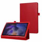 For Samsung Galaxy Tab A9 Litchi Texture Leather Tablet Case with Holder(Red) - 1