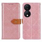 For Honor X7b European Floral Embossed Leather Phone Case(Pink) - 1