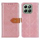 For Honor X6b European Floral Embossed Leather Phone Case(Pink) - 1