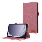 For Samsung Galaxy Tab A9 Horizontal Flip TPU + Fabric PU Leather Tablet Case(Rose Red) - 1
