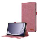 For Samsung Galaxy Tab A9+ Horizontal Flip TPU + Fabric PU Leather Tablet Case(Rose Red) - 1