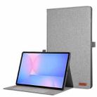 For Samsung Galaxy Tab S10 FE+ Fabric Texture Horizontal Flip Leather Tablet Case(Grey) - 1