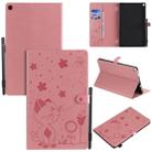 For Amazon Kindle Fire HD 10 (2015) / (2017)  Cat Bee Embossing Pattern Shockproof Table PC Protective Horizontal Flip Leather Case with Card Slots & Wallet & Pen Slot & Sleep / Wake-up Function(Pink) - 1