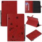 For Amazon Kindle Fire HD 10 (2015) / (2017)  Cat Bee Embossing Pattern Shockproof Table PC Protective Horizontal Flip Leather Case with Card Slots & Wallet & Pen Slot & Sleep / Wake-up Function(Red) - 1