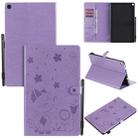 For Amazon Kindle Fire HD 10 (2015) / (2017)  Cat Bee Embossing Pattern Shockproof Table PC Protective Horizontal Flip Leather Case with Card Slots & Wallet & Pen Slot & Sleep / Wake-up Function(Purple) - 1