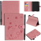 For Amazon Kindle Paperwhite 4 (2018) / 3 / 2 / 1 Cat Bee Embossing Pattern Shockproof Table PC Protective Horizontal Flip Leather Case with Card Slots & Wallet & Pen Slot & Sleep / Wake-up Function(Pink) - 1