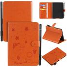 For Amazon Kindle Paperwhite 4 (2018) / 3 / 2 / 1 Cat Bee Embossing Pattern Shockproof Table PC Protective Horizontal Flip Leather Case with Card Slots & Wallet & Pen Slot & Sleep / Wake-up Function(Orange) - 1