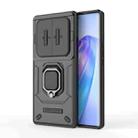 For Honor X40 5G Sliding Camshield TPU + PC Shockproof Phone Case with Holder(Black) - 1