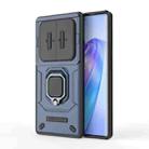 For Honor X40 5G Sliding Camshield TPU + PC Shockproof Phone Case with Holder(Blue) - 1