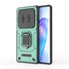 For Honor X40 5G Sliding Camshield TPU + PC Shockproof Phone Case with Holder(Green) - 1