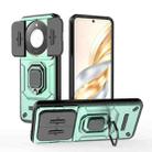 For Honor X60 5G Sliding Camshield TPU + PC Shockproof Phone Case with Holder(Green) - 1