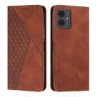 For Motorola Moto G14 Diamond Splicing Skin Feel Magnetic Leather Phone Case(Brown) - 1