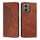 For Motorola Moto G84 Diamond Splicing Skin Feel Magnetic Leather Phone Case(Brown) - 1