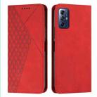 For Motorola Moto G Play 2024 Diamond Splicing Skin Feel Magnetic Leather Phone Case(Red) - 1