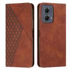 For Motorola Edge 2024 Diamond Splicing Skin Feel Magnetic Leather Phone Case(Brown) - 1