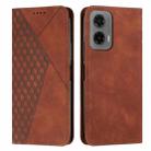 For Motorola Moto G35 Diamond Splicing Skin Feel Magnetic Leather Phone Case(Brown) - 1