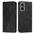 For Motorola Moto G35 Diamond Splicing Skin Feel Magnetic Leather Phone Case(Black) - 1