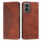 For Motorola Moto G55 Diamond Splicing Skin Feel Magnetic Leather Phone Case(Brown) - 1