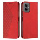 For Motorola Moto G55 Diamond Splicing Skin Feel Magnetic Leather Phone Case(Red) - 1