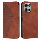 For Motorola Moto G75 Diamond Splicing Skin Feel Magnetic Leather Phone Case(Brown) - 1