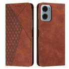 For Motorola Moto G05 Diamond Splicing Skin Feel Magnetic Leather Phone Case(Brown) - 1