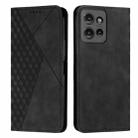 For Motorola Moto G Power / G Play 2025 Diamond Splicing Skin Feel Magnetic Leather Phone Case(Black) - 1