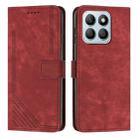 For Honor X8b Skin Feel Stripe Pattern Leather Phone Case with Lanyard(Red) - 1