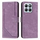 For Honor X8b Skin Feel Stripe Pattern Leather Phone Case with Lanyard(Purple) - 1