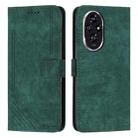 For Honor 200 Skin Feel Stripe Pattern Leather Phone Case with Lanyard(Green) - 1