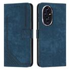 For Honor 200 Skin Feel Stripe Pattern Leather Phone Case with Lanyard(Blue) - 1