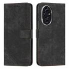 For Honor 200 Skin Feel Stripe Pattern Leather Phone Case with Lanyard(Black) - 1