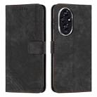 For Honor 200 Pro Skin Feel Stripe Pattern Leather Phone Case with Lanyard(Black) - 1