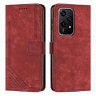 For Honor 200 Lite Global Skin Feel Stripe Pattern Leather Phone Case with Lanyard(Red) - 1