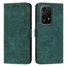 For Honor 200 Lite Global Skin Feel Stripe Pattern Leather Phone Case with Lanyard(Green) - 1