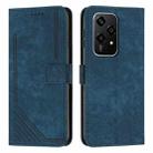 For Honor 200 Lite Global Skin Feel Stripe Pattern Leather Phone Case with Lanyard(Blue) - 1