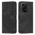 For Honor 200 Lite Global Skin Feel Stripe Pattern Leather Phone Case with Lanyard(Black) - 1