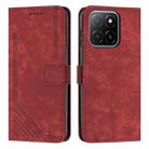 For Honor X5b / X5b Plus Skin Feel Stripe Pattern Leather Phone Case with Lanyard(Red) - 1