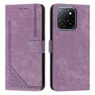 For Honor X5b / X5b Plus Skin Feel Stripe Pattern Leather Phone Case with Lanyard(Purple) - 1