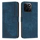 For Honor X7c 4G / 200 Smart Skin Feel Stripe Pattern Leather Phone Case with Lanyard(Blue) - 1