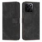 For Honor X7c 4G / 200 Smart Skin Feel Stripe Pattern Leather Phone Case with Lanyard(Black) - 1