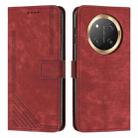 For Honor X9c Skin Feel Stripe Pattern Leather Phone Case with Lanyard(Red) - 1