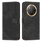 For Honor X9c Skin Feel Stripe Pattern Leather Phone Case with Lanyard(Black) - 1
